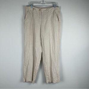 Eileen Fisher Oatmeal Beige Organic Linen Lantern Trouser Pants